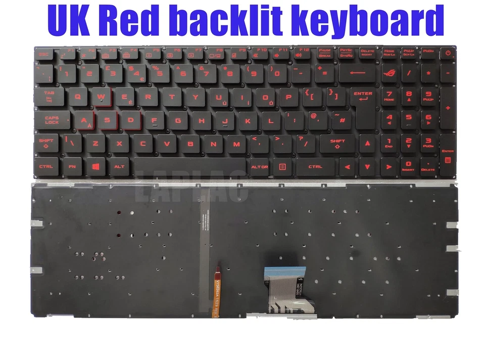 Teclado retroiluminado rojo Reino Unido para Asus GL502V GL502VM GL502VS GL502VT GL502VY GL702V Foto 1 de 1