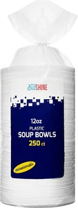 250 Pack – 12 Oz Disposable Plastic Soup Bowl Plates – Extremely Strong and Stur - Picture 1 of 4