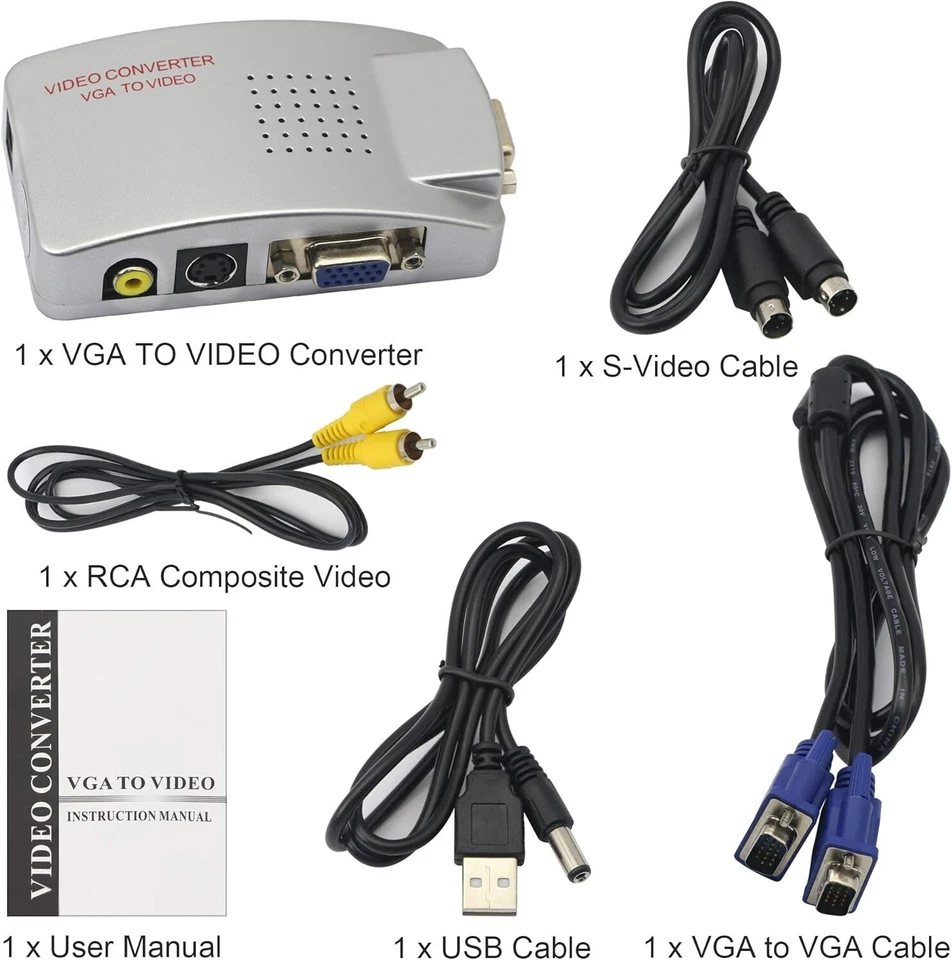 Convertitore adattatore video da vga a s video rca s-video composito av pc a tv