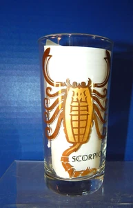 Vintage Sternzeichen Astrologie Skorpion Okt-Nov Anchor Hocking Longdrink Glas Gold - Bild 1 von 5