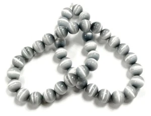 38 Vidrio gris fibra óptica ojo de gato 10 mm. Cuentas redondas lisas CH86 - Imagen 1 de 4