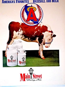 Main Street Dairy Inc Vintage 1988 California Angels Regional Original Print Ad - Bild 1 von 2