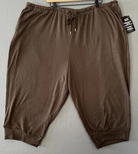 Roaman's Capri Pant Women's Plus Size 3X Drawstring Soft Knit Chocolate Brown - Picture 1 of 10