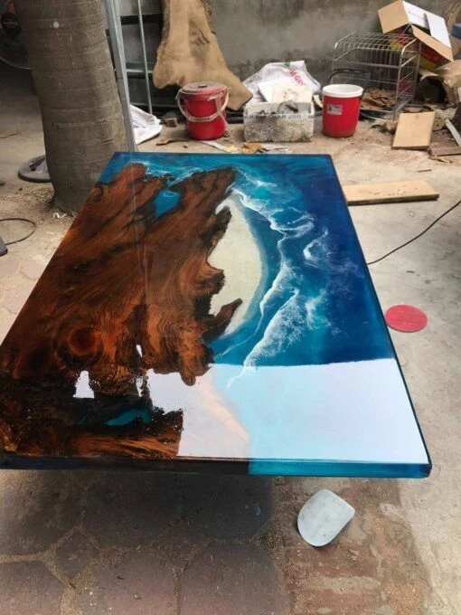 Epoxy Table, dining, sofa, center table top Live Edge Walnut Table ,Custom Order - Image 1 of 4