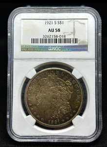 1921-S Morgan Silver Dollar - NGC AU58 - TONER - es071 - Picture 1 of 2
