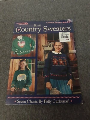 Country Sweaters Knit Polly Carbonari Leisure Arts LA 2109 1991 - Image 1 of 2