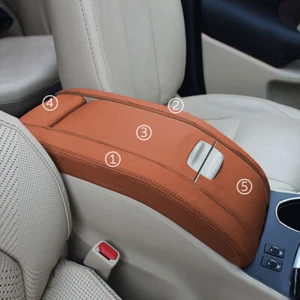 For 2015-2018 Toyota Highlander Center Armrest Synthetic Box Leather Cover Brown - Picture 1 of 6