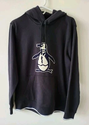 Original Penguin Para Hombre S Pete Melange Pullover Sudadera con Capucha Negra Logo Grande Foto 1 de 4