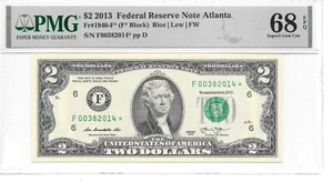 2013* $2 Atlanta Star FRN (F* Block) PMG 68 EPQ Superb Gem Uncirculated - Picture 1 of 12