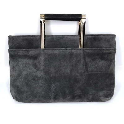 Bolso de mano vintage con asa retráctil gris gamuza cremallera superior bolso sin asas Foto 1 de 4