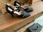 ladies vintage 1930's black satin evening shoes size 5 with a 3 inch heel