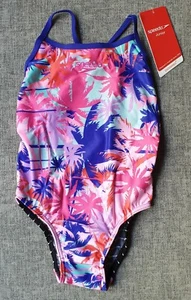 SPEEDO Girls Endurance+ Strap back 1PC Tropical Optic Swimsuit Size 6 Pink Palm - Picture 1 of 5