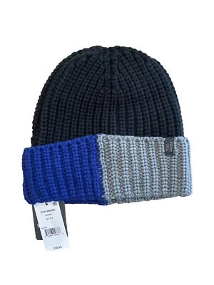 Gorro acanalado Steve Madden negro - azul - gris bloqueado de color para hombre Foto 1 de 2