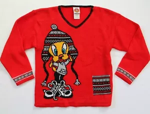 Vintage 1999 WB Looney Tunes Tweety roter Strickpullover Langarm Größe 7/8 - Bild 1 von 7