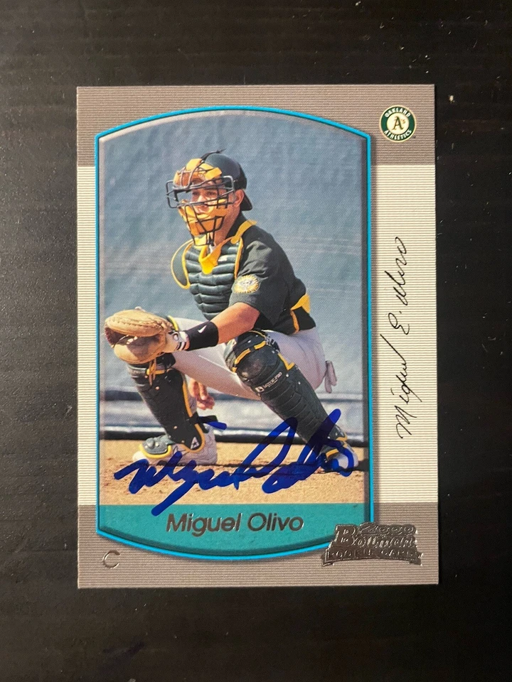2000 Bowman #343 Miguel Olivo Oakland A’s Signed Card Autographed - Image 1 of 1