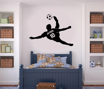Personalised football player Wall sticker OverHead Kick Vinyl Home Decor Gift OH - Image 1 of 4