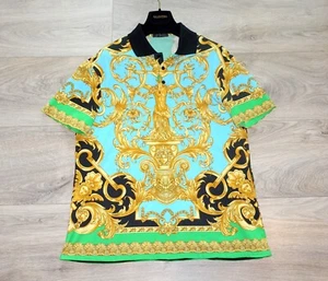 VERSACE POLO SHIRT L poloshirt gianni donatella cotton green gold barocco icon - Bild 1 von 16