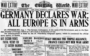 Periódico de colección de la Primera Guerra Mundial - alemán declara la guerra, impresión de periódico, póster militar - Imagen 1 de 12