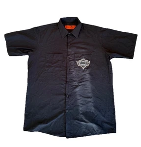 Vintage Red Kap Custom Motorcycle Mechanic Black Short Sleeve Shirt UK L - Picture 1 of 5
