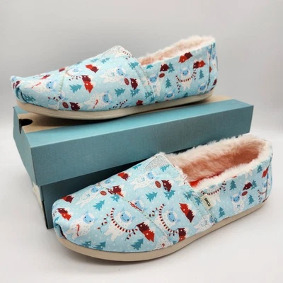 Zapatos sin cordones forrados de piel sintética con estampado de Yeti de nieve azul Alpargata TOMS para mujer 8,5 Foto 1 de 4