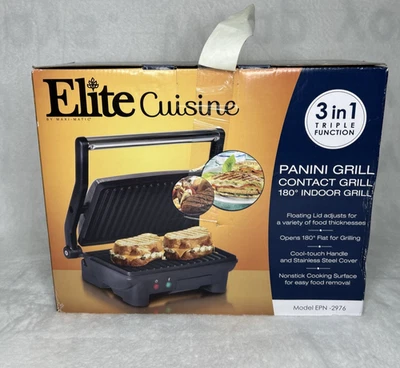 Parrilla interior Elite Cuisine 3 en 1 Panini modelo EPN-2976 nueva en caja Foto 1 de 4