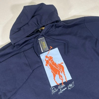 Nuevo con etiquetas Polo Ralph Lauren Para Hombres 4XLT Azul Marino Logo 1967 Manga Larga Sudadera con Capucha Foto 1 de 4