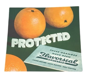 Protected Oranges Vintage Fruit Crate Label Art Print 1940's paper Ephemera - Picture 1 of 3