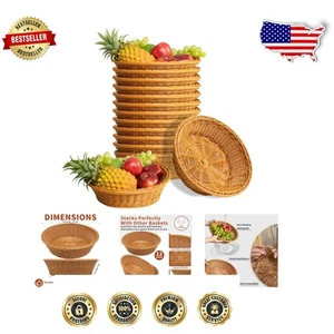 Stylish 12 Pack Bread Baskets 9.85"D x 7.5"W - Perfect for Home and Events - Picture 1 of 9
