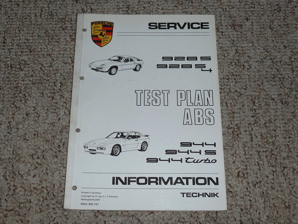 Porsche 944 944S 944 Turbo S 1987 ABS plan de pruebas taller servicio manual de reparación 1988 Foto 1 de 1