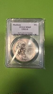 1993-D Madison Bill of Rights Silver Commemorative Dollar MS69 PCGS - Image 1 of 4