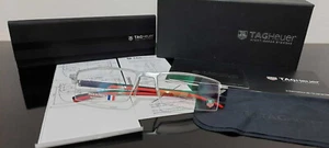 Tag Heuer TH 0821 002 Titanium & Red Haf-Rim Eyeglasses Frames Size 56-18-142 - Picture 1 of 12