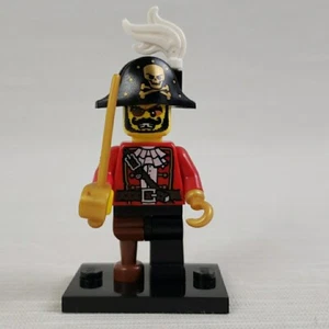 Lego Pirate Captain Minifigure CMF Series 8 8833 Hat Sword Peg Leg Stand - Picture 1 of 8