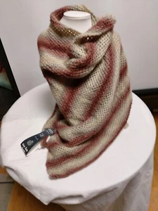 Dreieckstuch inegal, 240x160x130cm, 70%Alpaka, 30%Seide, handgestrickt, LANA GRO - Bild 1 von 4