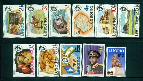 Lesotho Scott #302-312 MNH SCHGS on Flags Maps Fauna CV$11+ Cover