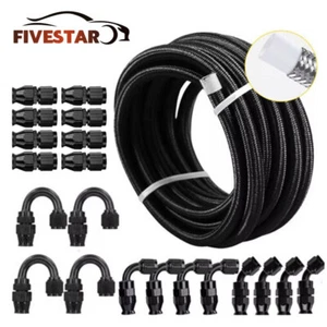 4AN-6AN-8AN-10AN Nylon Braided PTFE Fuel Line 10FT-30FT with 20 Fitting Hose Kit - Picture 1 of 17