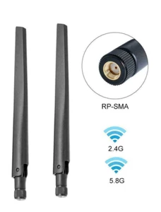 2x Dual Band 6 DBi WiFi RP-SMA Aerial Antenna For Motherboard / Router - Picture 1 of 1
