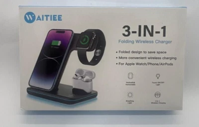 WAITIEE Wireless 3 in 1 Fast Charging Station for Apple Devices 15W- WHITE - Image 1 of 2