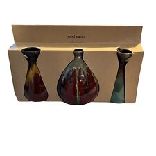 Pier 1 Imports Set of 3 Hand Painted Drip Glazed Mini Vases ~ NEW in Package
