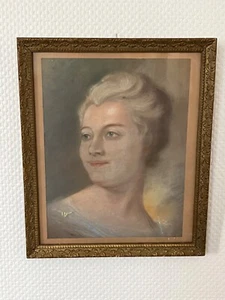 Tableau ancien Portait Femme Pastel ? (L18) - Imagen 1 de 6