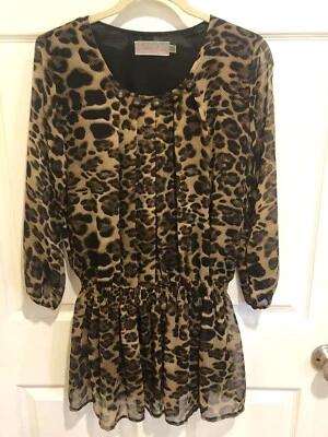 Pretty Angel Womens Short Dress Size Large L Animal Print Leopard Lined - Image 1 of 4