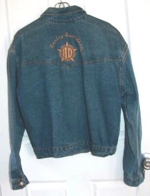 Chaqueta Jean Harley Davidson Azul Bordada XS Botones con Cremallera De Colección? Foto 1 de 4