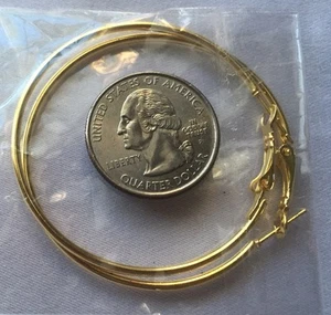 BIG HOOP Earrings GIFT JEWELRY Classy 18K Genuine GOLD Filled 2 " Round Beauty - Picture 1 of 4