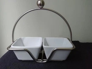 Pampered Chef - 2er Set einfache Ergänzungen kleine weiße Schüsseln und Metallbehälter - Bild 1 von 6