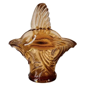 Vintage Tiara By Indiana Glass Pink Hummingbird Basket Vase 7 1/4" Tall - Picture 1 of 11