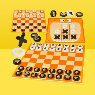 3-in-1 Chess Checkers Tic Tac Toe Jumbo Board Game Indoor Outdoor Travel - Image 1 of 4