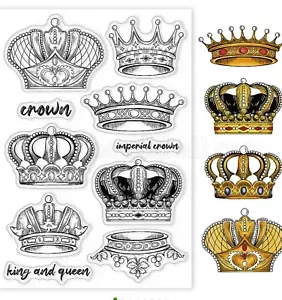Crown Queen King clear stamps texture card clay FAST Free Ship - Picture 1 of 2