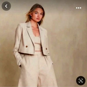 Neu ohne Etikett Banana Republic Leinen Baumwolle Cropped Blazer Größe 2 - Bild 1 von 9