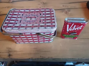 dixie queen tobacco tin Picnic Basket. And Velvet Tin - Picture 1 of 6