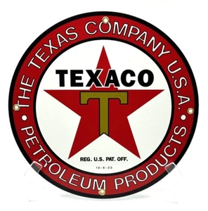 THE TEXACO COMPANY USA ERDÖLPRODUKTE PORZELLANSCHILD - 12" DURCHMESSER - Bild 1 von 1