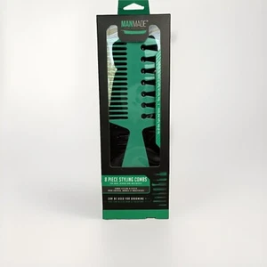 ManMade 8 Piece Styling Combs For All Hair Types And Style (New) Green & Black - Picture 1 of 4